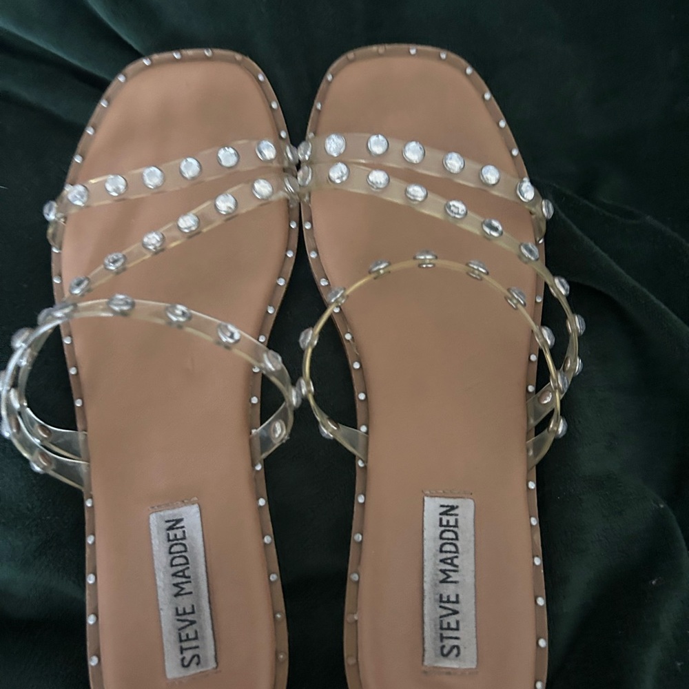 Steve Madden Tan Beaded Thong Sandals